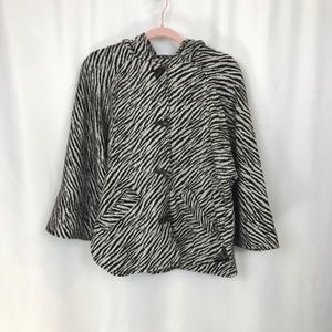 Etcetera Zebra Print Toggle Hooded Women Jacket M